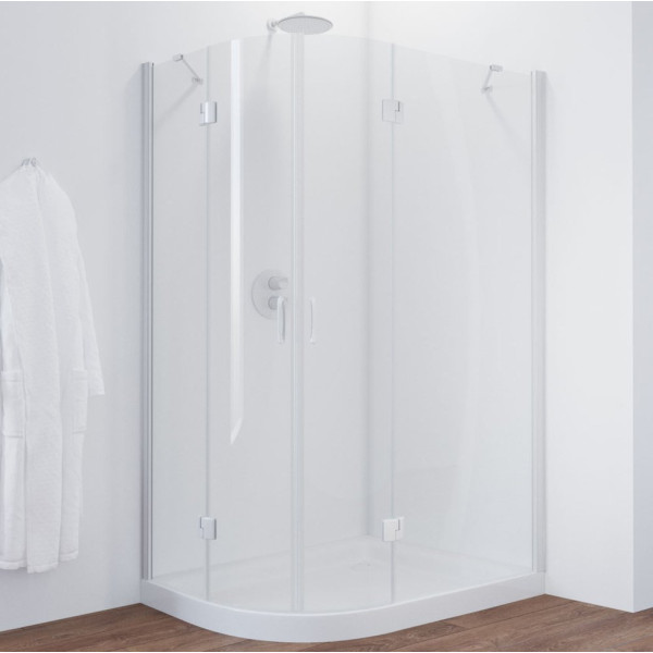 Душевой уголок Vegas Glass AFS-F 120*110 01 01 R профиль белый, стекло прозрачное