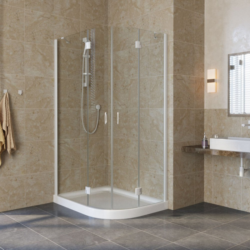 Душевой уголок Vegas Glass AFS-F Lux 100*80 01 01 L профиль белый, стекло прозрачное