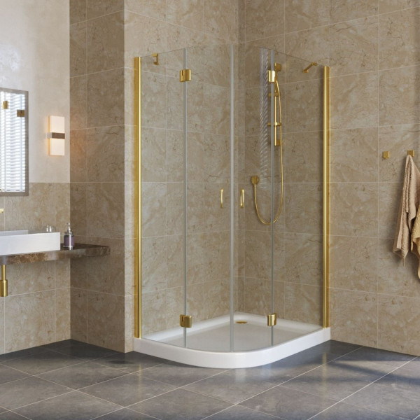 Душевой уголок Vegas Glass AFS-F Lux 110*80 09 01 R профиль золото, стекло прозрачное