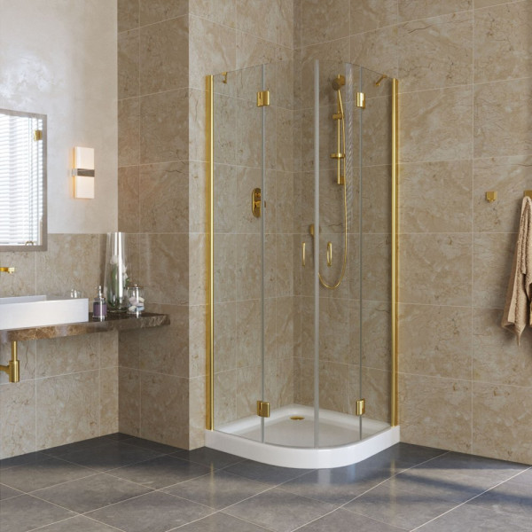 Душевой уголок Vegas Glass AFS Lux 80 09 01 профиль золото, стекло прозрачное