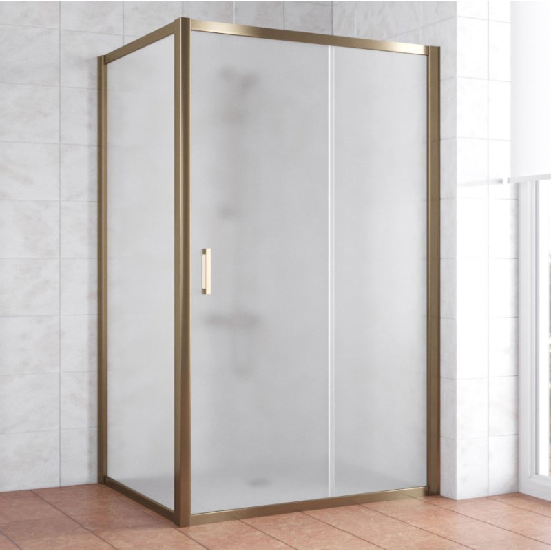 Душевой уголок Vegas Glass ZP+ZPV 130*90 05 10 профиль бронза, стекло сатин