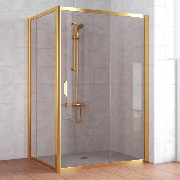 Душевой уголок Vegas Glass ZP+ZPV 140*100 09 05 профиль золото, стекло бронза