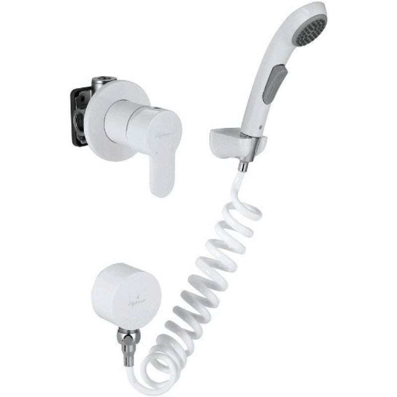 Гигиенический душ Elghansa Roundline 34R0583-White (Set-51) со смесителем, С ВНУТРЕННЕЙ ЧАСТЬЮ