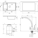 Комплект  Мойка кухонная Granula GR-7805 черная + Измельчитель отходов Bort Titan 4000 + Смеситель Granula GR-2167 черный для кухонной мойки