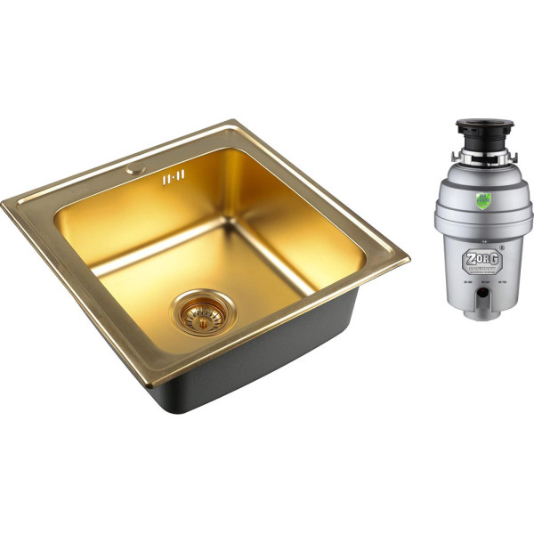 Комплект  Мойка кухонная Zorg Inox Pvd SZR-5050 bronze + Измельчитель отходов Zorg Inox D ZR-56 D