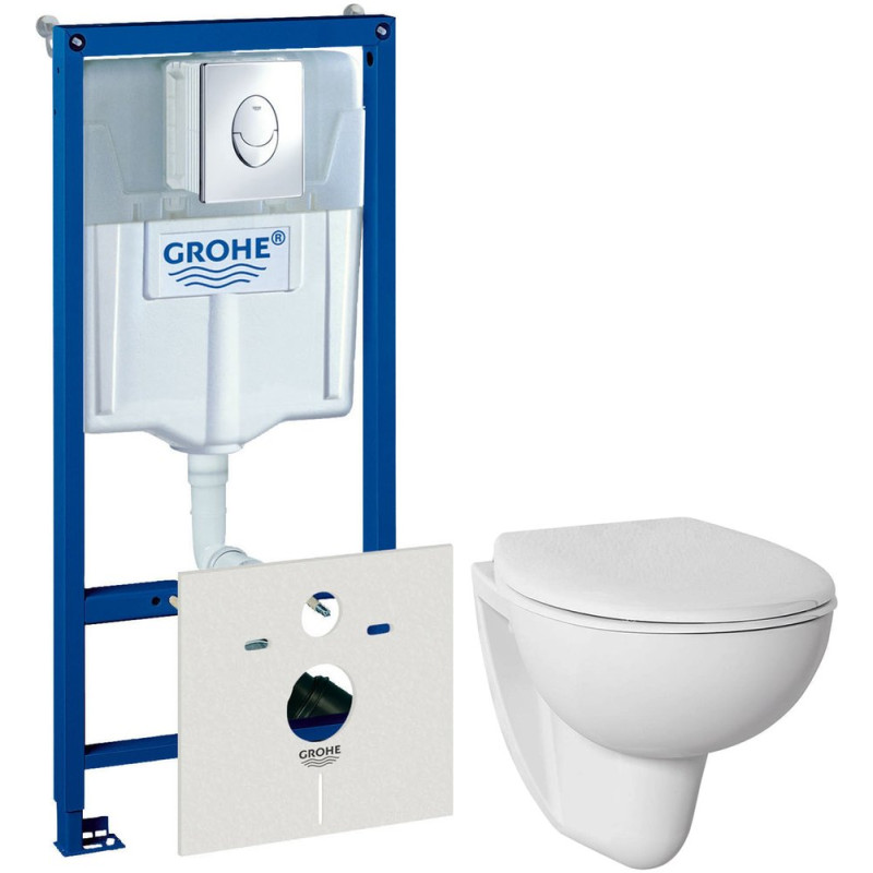 Комплект  Система инсталляции для унитазов Grohe Rapid SL 38750001 4 в 1 с кнопкой смыва + Унитаз подвесной Bien TPKA052AMVP0W3000