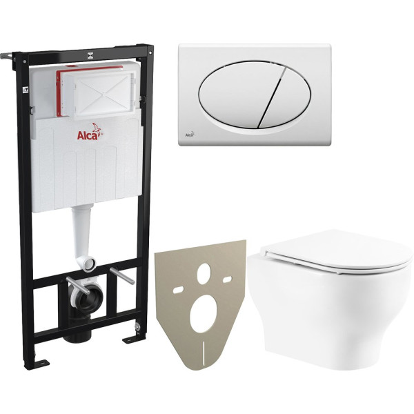 Комплект  Унитаз подвесной BelBagno Lucie BB063CHR с крышкой + Система инсталляции AlcaPlast AM101/1120-001 + Кнопка смыва AlcaPlast ALCA M70 белая + Шумоизоляционная пан?