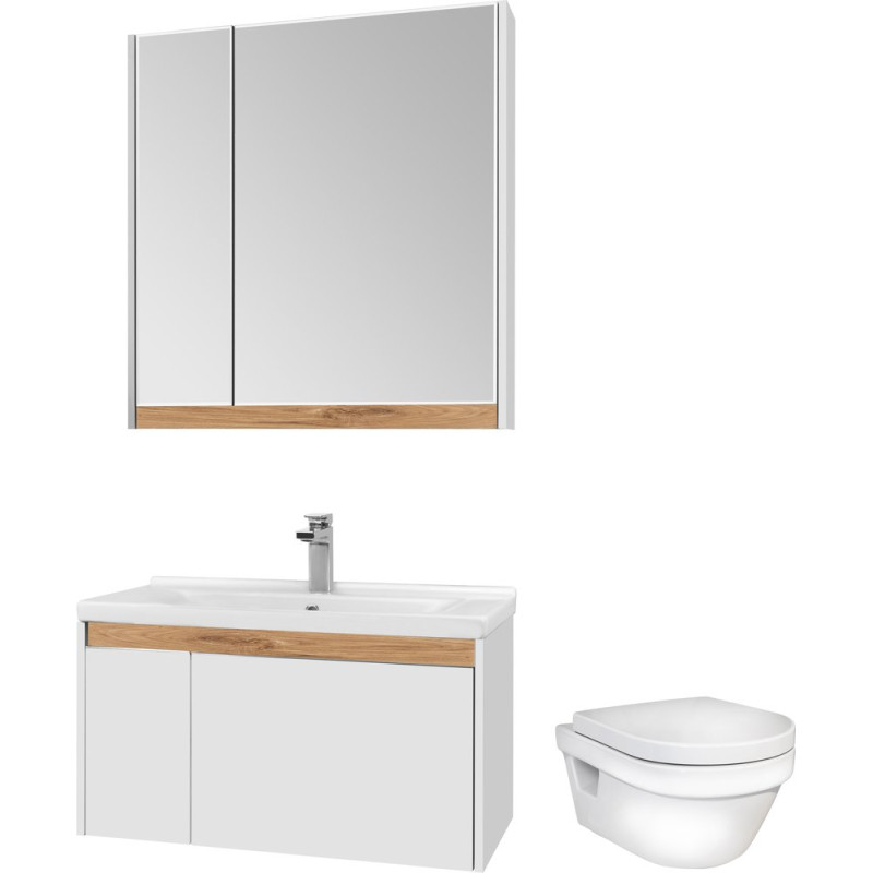 Комплект  Унитаз подвесной Gustavsberg Hygienic Flush WWC 5G84HR01 безободковый + Мебель для ванной STWORKI Стокгольм 80