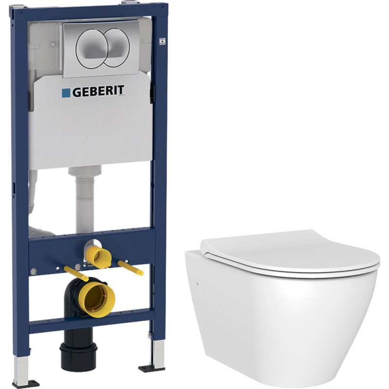 Комплект  Унитаз подвесной STWORKI Merlingen MWH55 + Система инсталляции для унитазов Geberit Duofix 458.133.21.1 с кнопкой смыва + Шумоизоляционная п