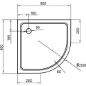 Поддон для душа Cezares Tray R550, радиальный 80, акриловый