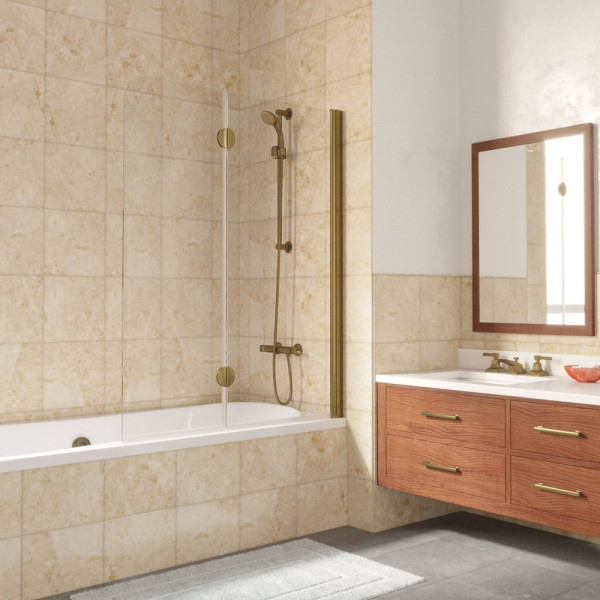 Шторка на ванну Vegas Glass E2V LUX 120 05 01 R профиль бронза, стекло прозрачное