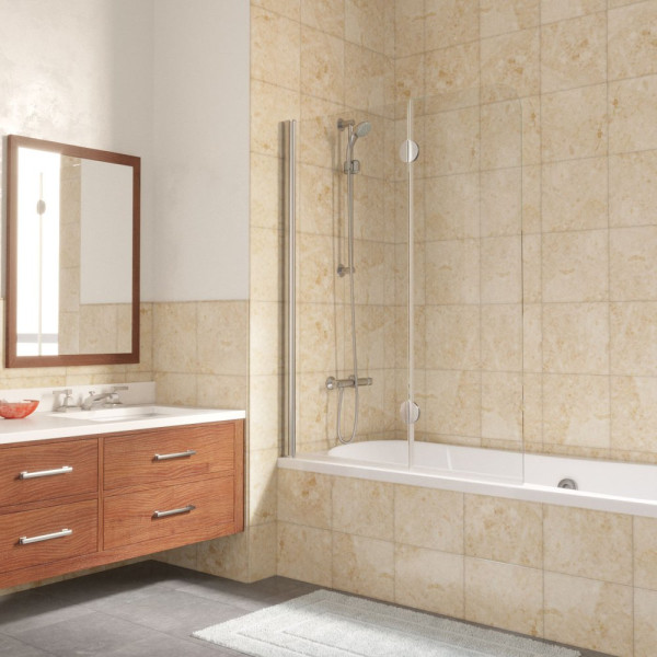 Шторка на ванну Vegas Glass E2V LUX 120 08 01 L профиль глянцевый хром, стекло прозрачное
