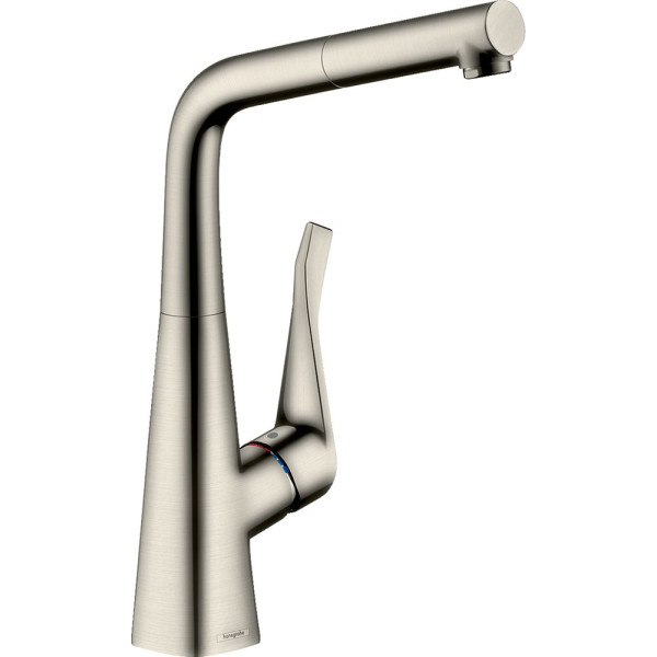 Смеситель Hansgrohe Metris M71 73812800 для кухонной мойки, сталь