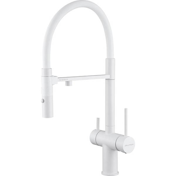Смеситель Paulmark Magneto Ma213118-431 для кухонной мойки, белый матовый