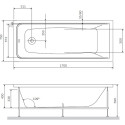 Акриловая ванна AM.PM Gem W90A-170-075W-A с каркасом + шторка на ванну