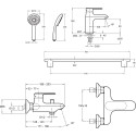 Душевой комплект Jacob Delafon Kumin E99447-CP + E99460-CP + E99899RU-CP
