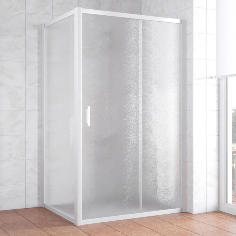 Душевой уголок Vegas Glass ZP+ZPV 120*90 01 02 профиль белый, стекло шиншилла