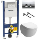Комплект Geberit Duofix Delta 458.124.21.1 3 в 1 с кнопкой смыва + Чаша для унитаза + Крышка-сиденье