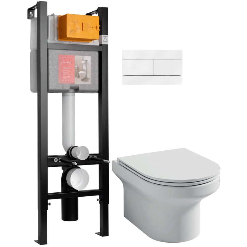 Комплект Jacob Delafon Elite E21755RU-00 кнопка белая
