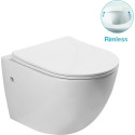 Комплект SantiLine SL-5018 + SL-01 безободковый унитаз, с микролифтом + система инсталляции с кнопкой смыва