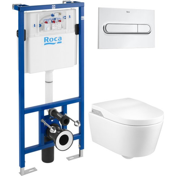 Комплект  Система инсталляции для унитазов Roca DUPLO WC 890090020 + Унитаз подвесной Roca Inspira in-wash + Кнопка смыва Roca PL1 Dual хром