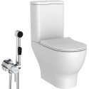Комплект  Унитаз-компакт STWORKI Merlingen MBTW55 безободковый + Гигиенический душ STWORKI by Damixa Хельсинки HFHS51000 со смесителем, С ВНУТРЕННЕЙ ЧАСТЬЮ, хром