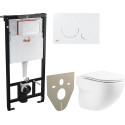 Комплект  Унитаз подвесной BelBagno Onda BB066CHR с крышкой + Система инсталляции AlcaPlast AM101/1120-001 + Кнопка смыва AlcaPlast THIN M670 белый + Шумоизоляционная пан?