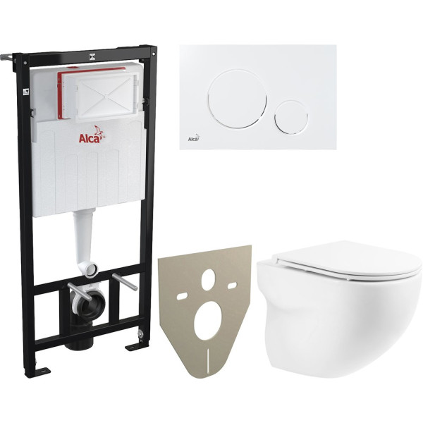 Комплект  Унитаз подвесной BelBagno Onda BB066CHR с крышкой + Система инсталляции AlcaPlast AM101/1120-001 + Кнопка смыва AlcaPlast THIN M670 белый + Шумоизоляционная пан?