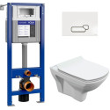 Комплект  Унитаз подвесной Cersanit Carina XL Clean On DPL EO P slim + Инсталляция Cersanit Aqua Smart M 40 + Кнопка смыва Cersanit Actis BU-ACT/Whg/Gl P стеклянная, белая глянцевая