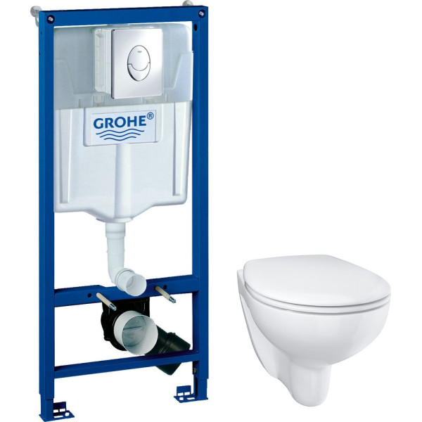 Комплект Инсталляция Grohe Rapid SL 3 в 1 с кнопкой хром + Унитаз Grohe Bau Ceramic