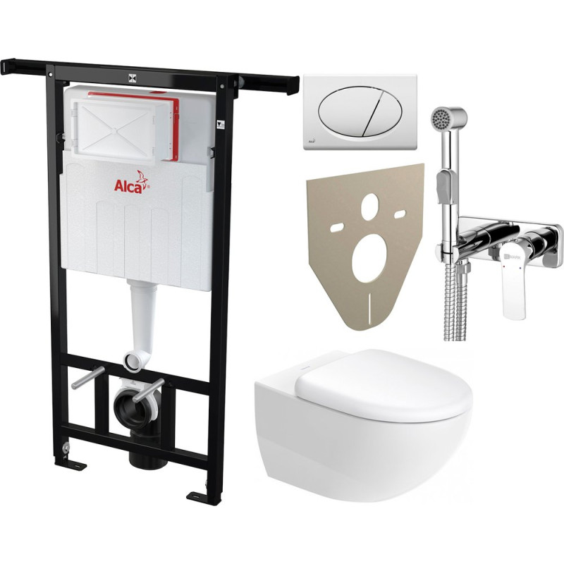 Комплект Унитаз подвесной Duravit Architec 45720900A1 + Система инсталляции для унитазов AlcaPlast Jadromodul AM102/1120 с кнопкой, шумоизоляцией и гигиеническим душ