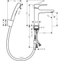 Смеситель Hansgrohe Metropol 32522000 для раковины с гигиеническим душем, с донным клапаном Push-Open